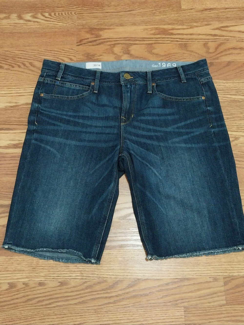 Gap 1969 Sophie Bermuda Jean Shorts Women Size 32/14 Dark Wash Short